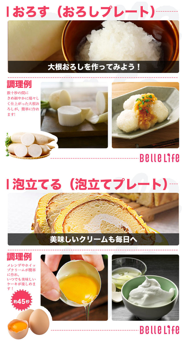 BelleLifeフードプロセッサー 専用プレ一ト チョッパーカッター おろす&泡立てる – BelleLifeベルライフ