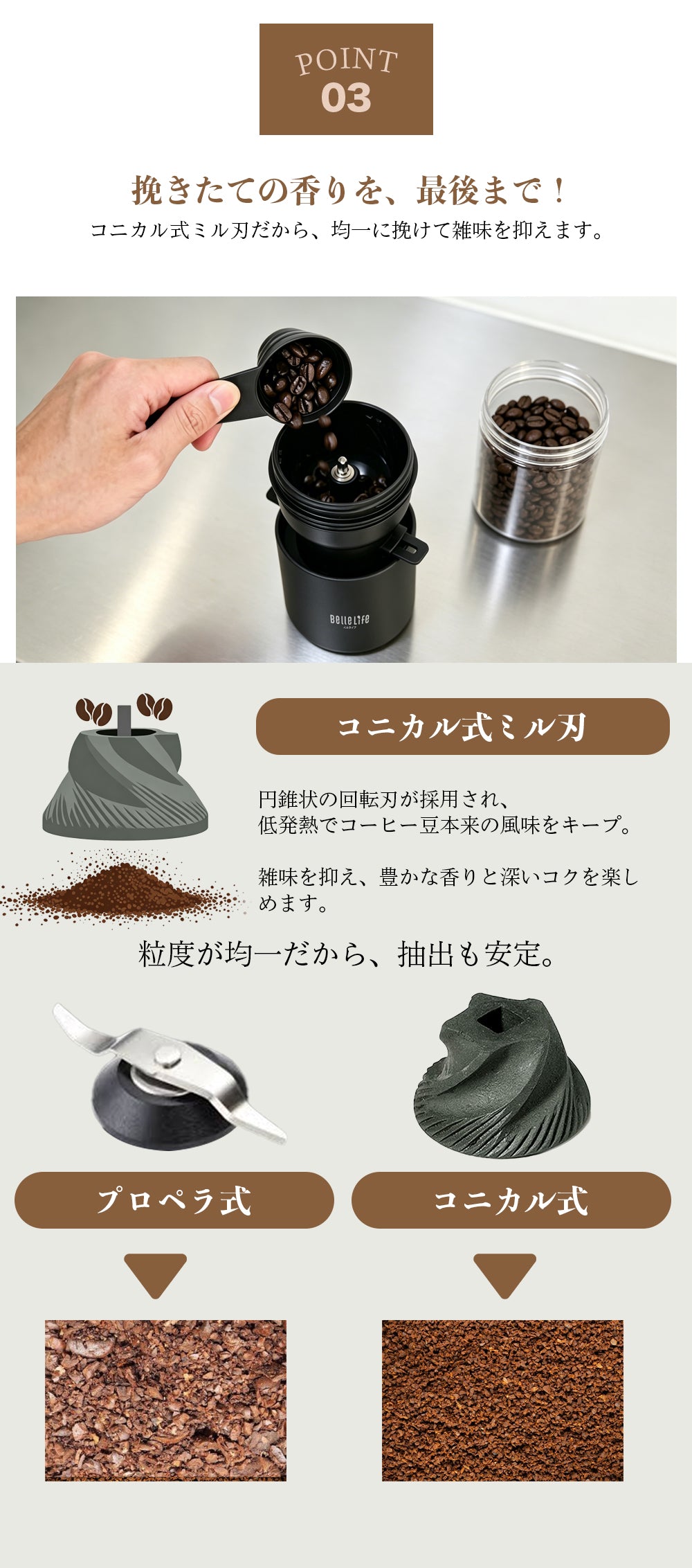 BelleLife公式ストア ポータブルコーヒーメーカー 電動コーヒーミル