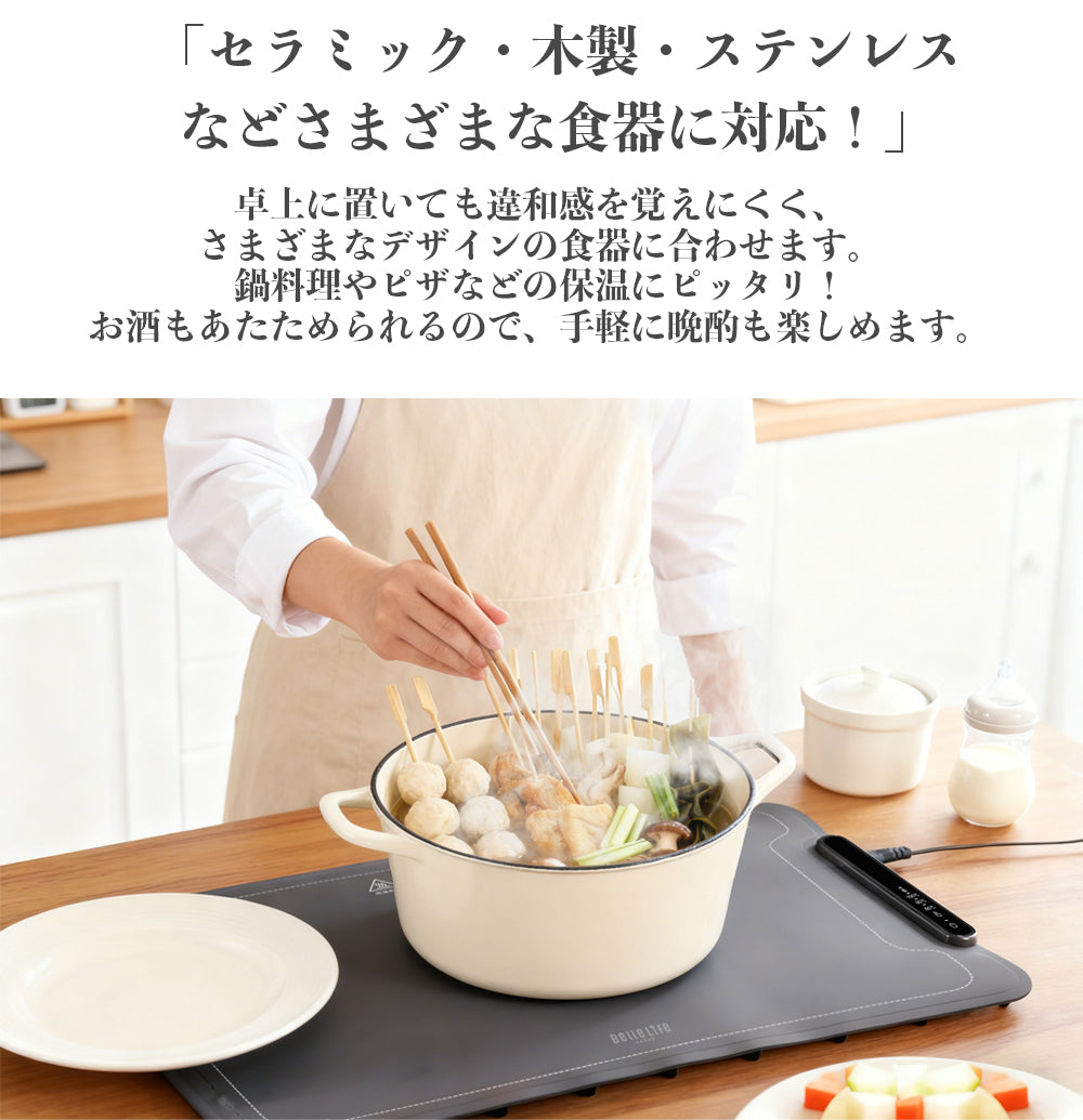 食品保温プレート 電気保温トレイ 解凍プレート 多機能食品断熱ボード フードウォーマー ホットプレート 温度調節可 10秒急速加熱 折り畳み式 急速解凍 家庭用 お手入れも簡単